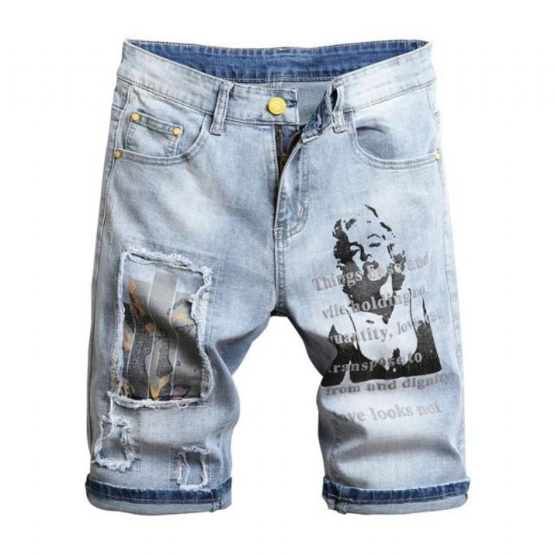 Heren Korte Broeken Jeansshort Met Marilyn Monroe-print Voor Jongeren