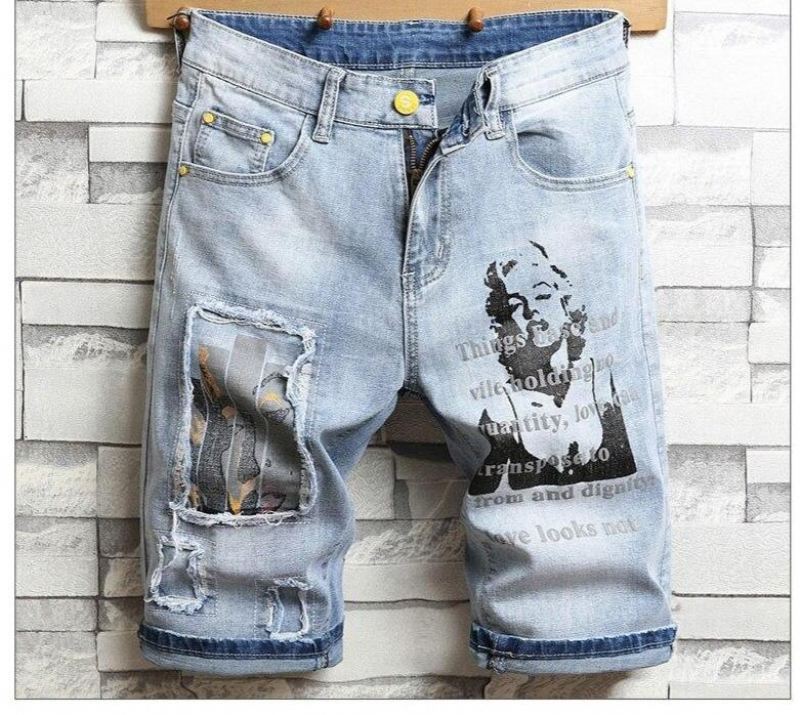 Heren Korte Broeken Jeansshort Met Marilyn Monroe-print Voor Jongeren