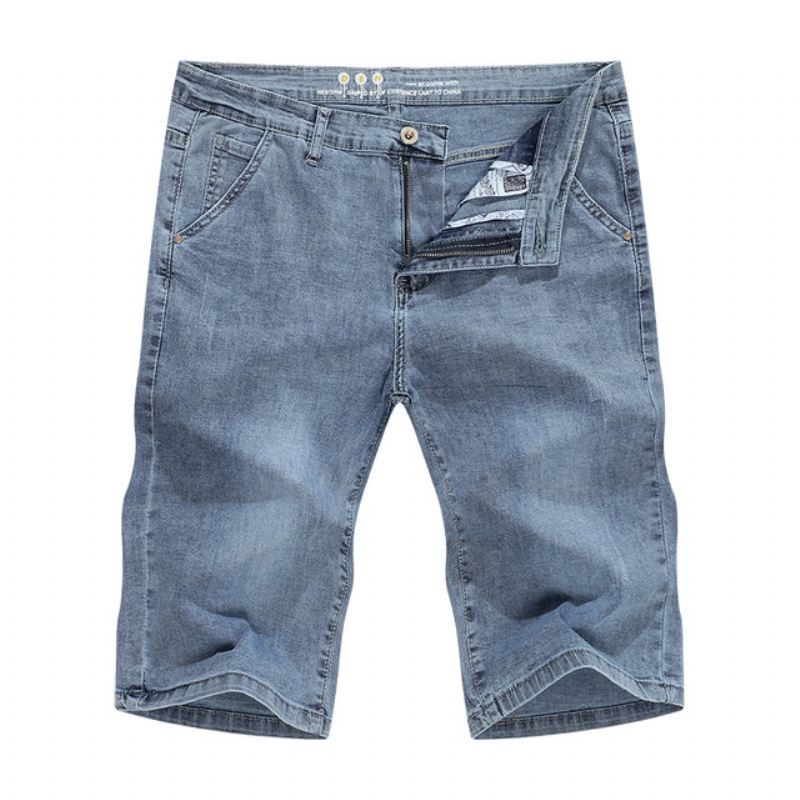 Heren Korte Broeken Lichtblauwe Regular Rekbare Denim Short