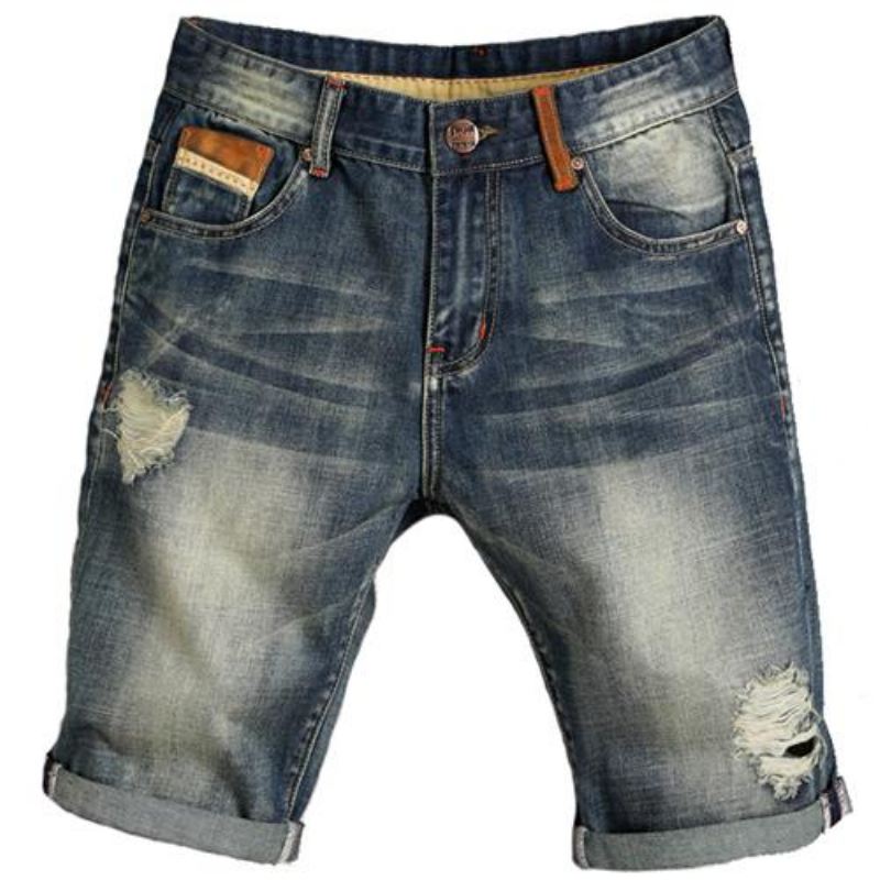 Hole Jeans Losse Cowboyshort Korte Broeken Heren