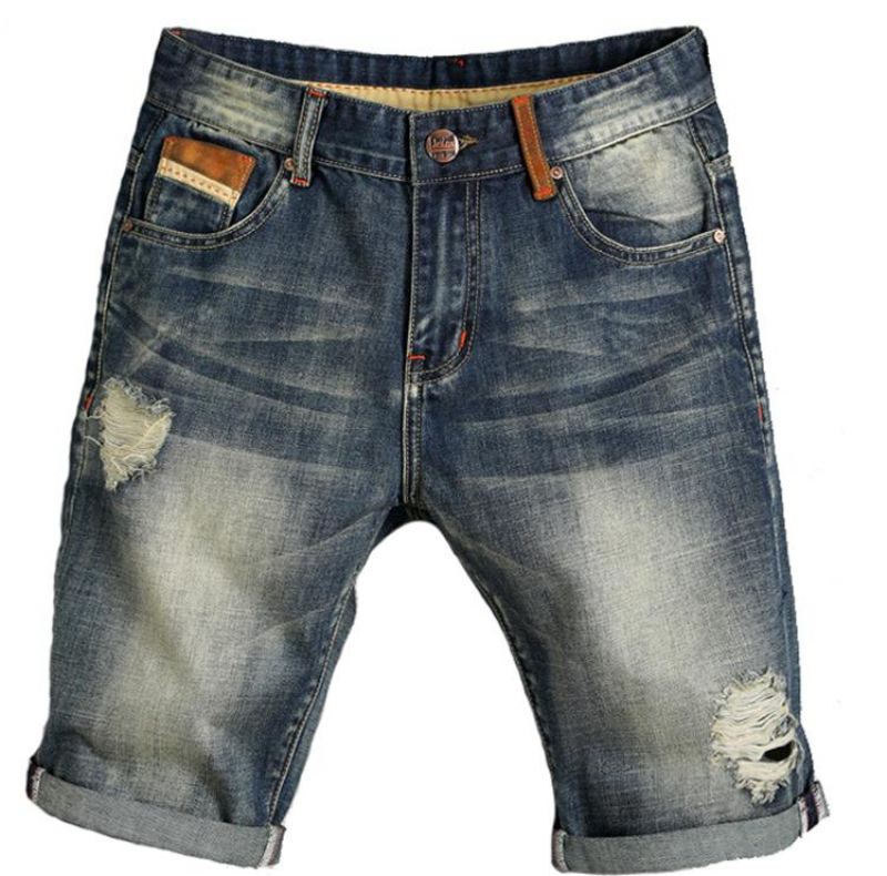 Hole Jeans Losse Cowboyshort Korte Broeken Heren