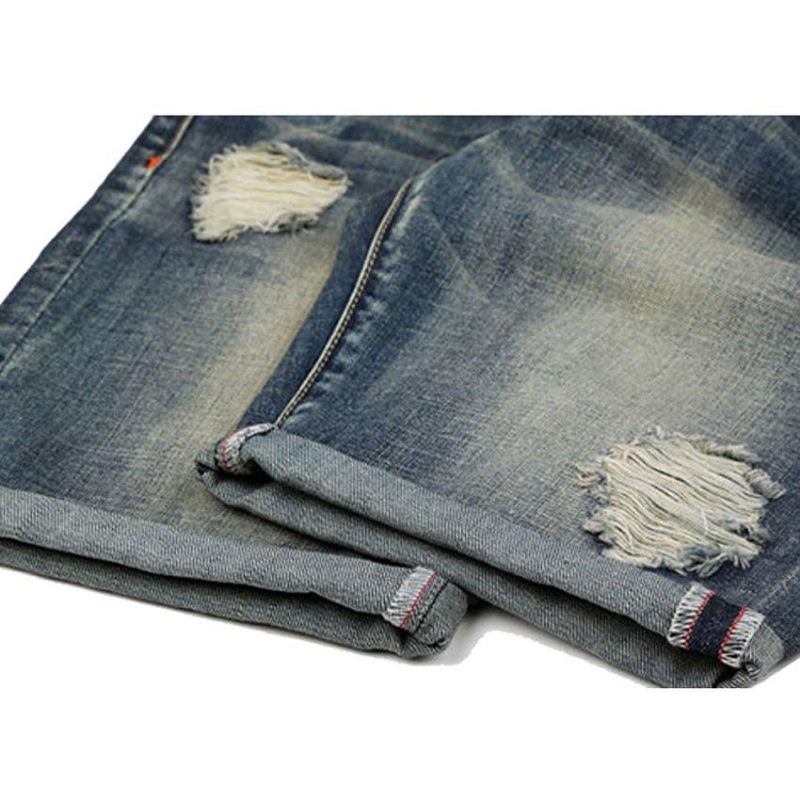 Hole Jeans Losse Cowboyshort Korte Broeken Heren