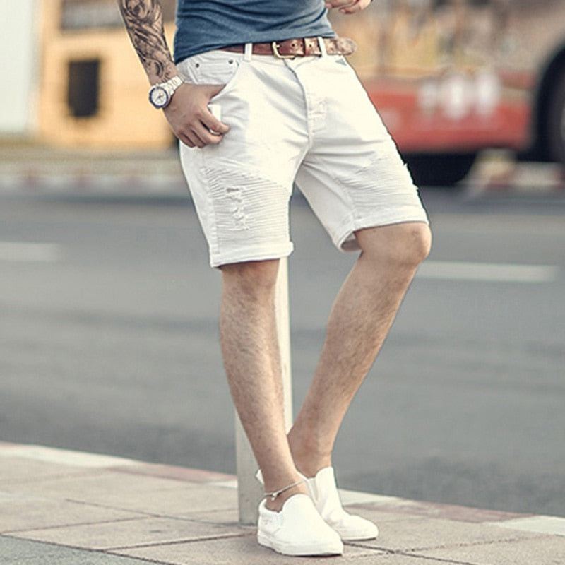 Italiaans Design Witte Elastische Short Korte Broeken Heren