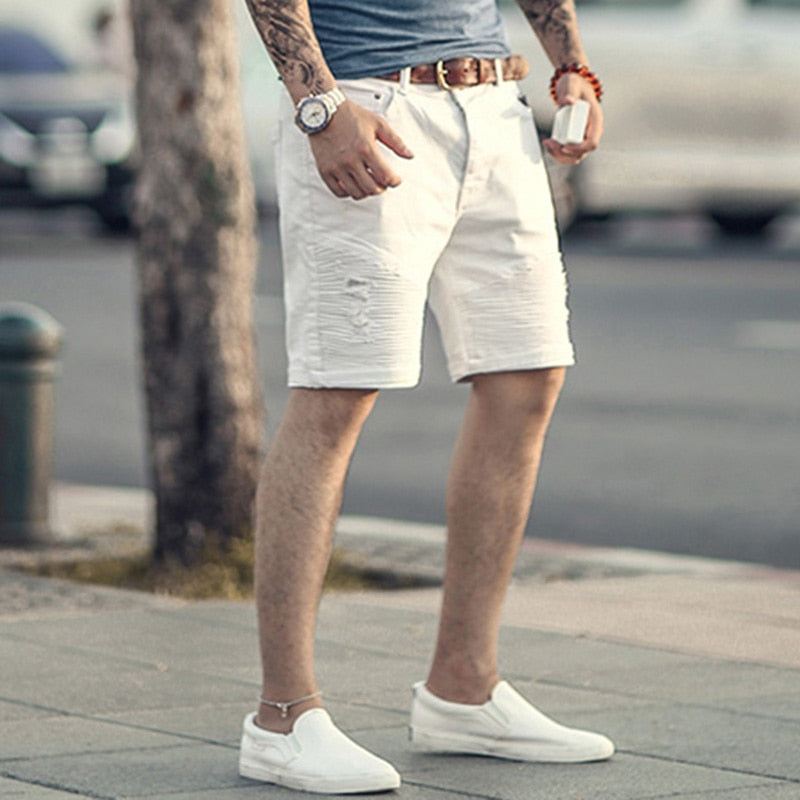 Italiaans Design Witte Elastische Short Korte Broeken Heren