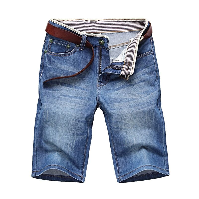 Korte Broeken Effen Denim Short Voor Heren