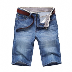 Korte Broeken Effen Denim Short Voor Heren