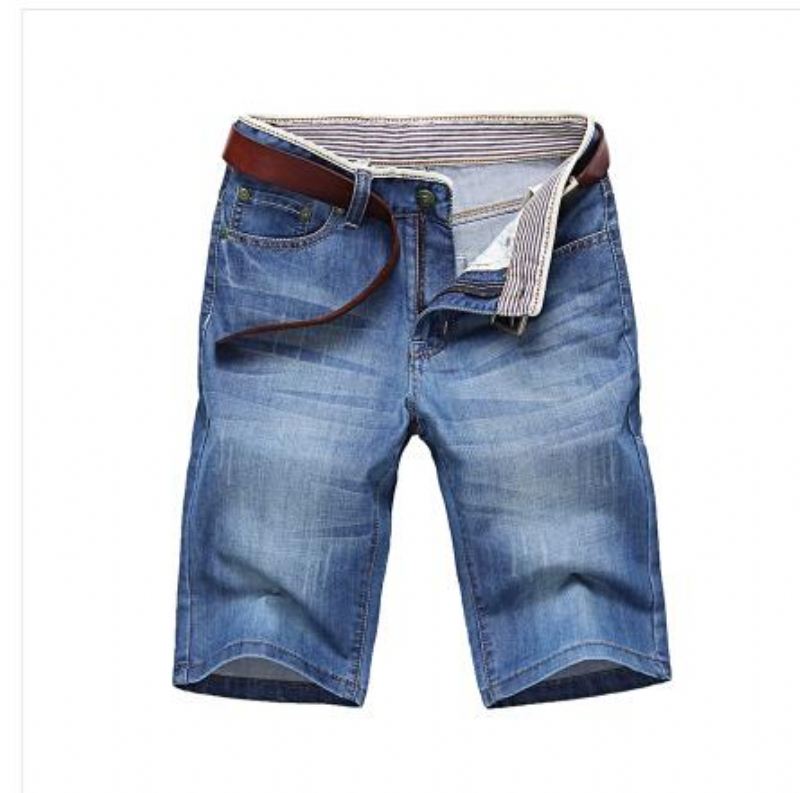 Korte Broeken Effen Denim Short Voor Heren