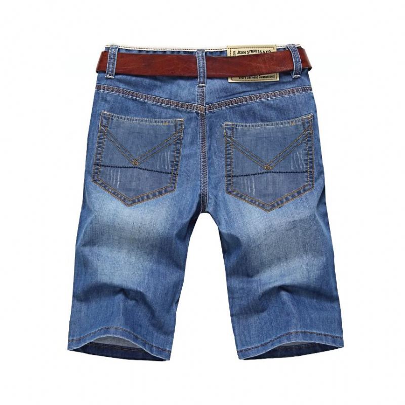 Korte Broeken Effen Denim Short Voor Heren