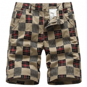 Zomer Bermuda Rechte Plaid Rits Short Korte Broeken Heren