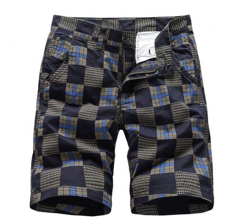 Zomer Bermuda Rechte Plaid Rits Short Korte Broeken Heren