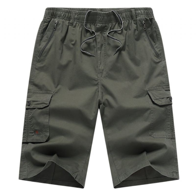 Zomer Knielange Leger Cargo Shorts Heren