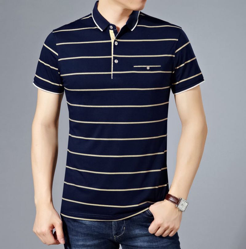 Heren Poloshirts Katoenen Mode Gestreepte Polo