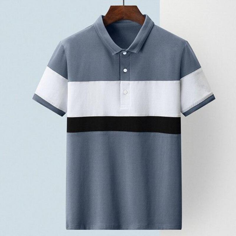 Poloshirts Heren Patchwork O-hals Zomerpolo