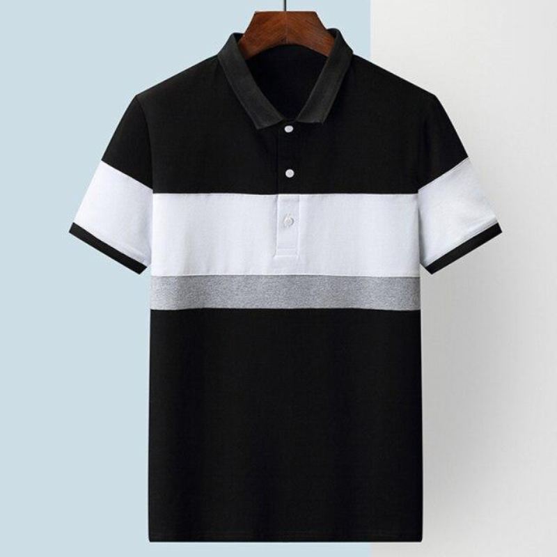 Poloshirts Heren Patchwork O-hals Zomerpolo