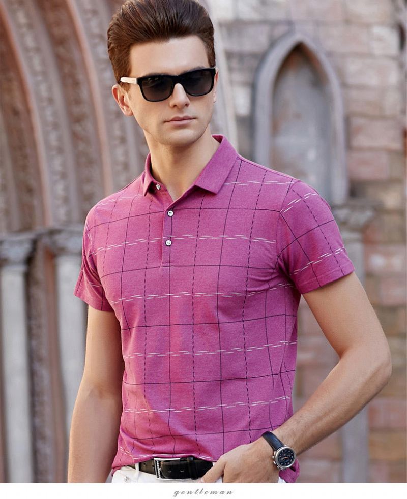 Poloshirts Heren Poloshirt Met Geruite Revers Voor Zomermode